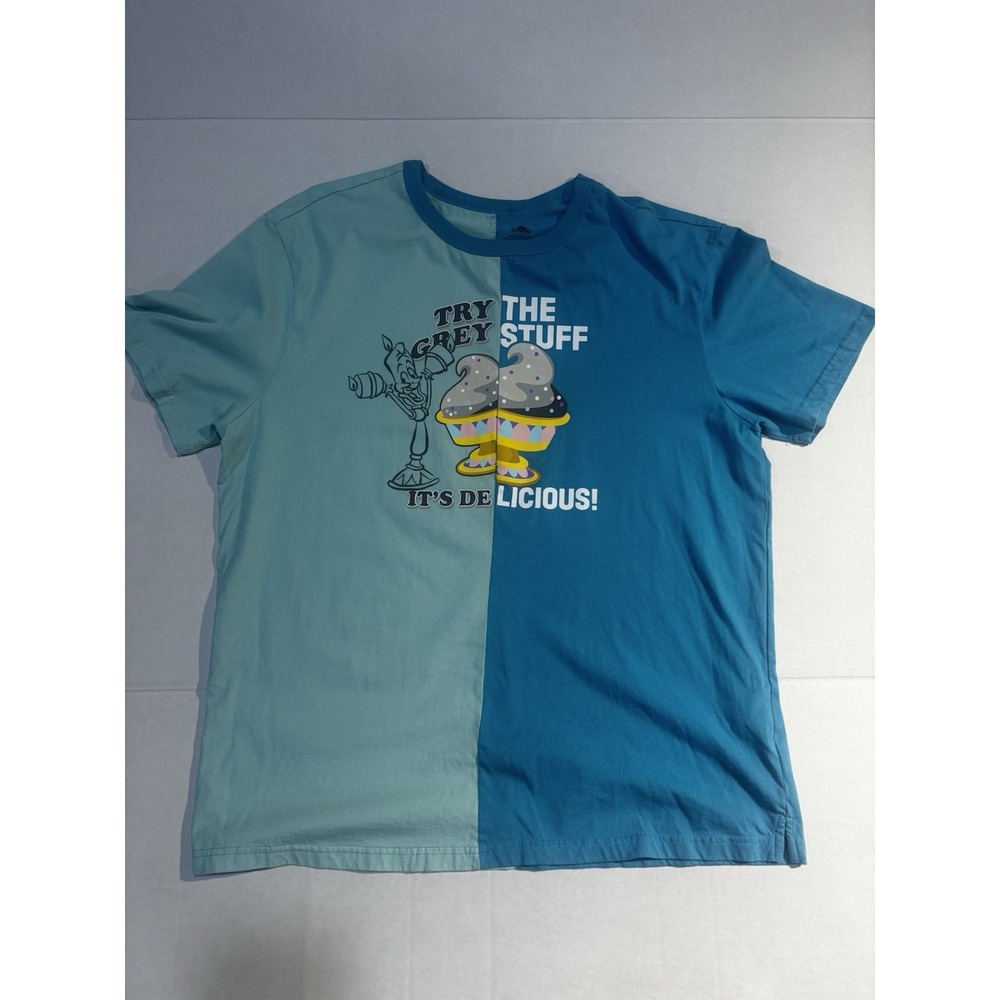 Disney Beauty‎ & The Beast Try the Grey Stuff T-Shirt Adult L  Blue Green Split